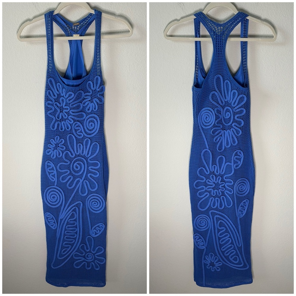 CULT GAIA Nissa Knitted Blue Sheath Midi Dress SZ S - Picture 3 of 8